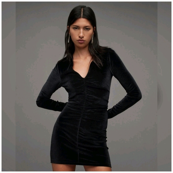 Allsaints Anya Velvet Dress - Picture 1 of 11